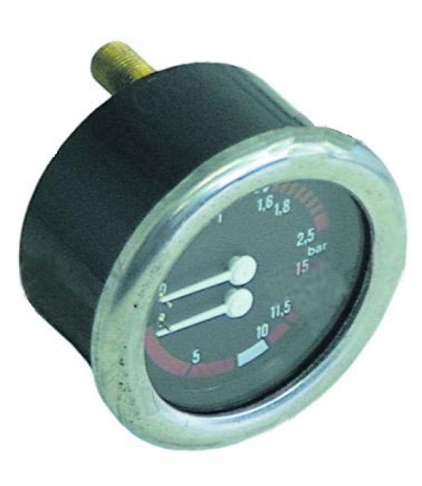 Manometru cu scala dubla, presiuni masurate 0-2,5bar/ 0-15bar, montare pe Ø63mm espressoare La Cimbali, GRIMAC