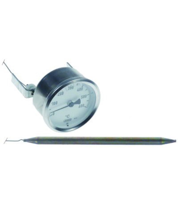 Termometru cuptor pizza ITALFORNI, montare pe Ø 60mm, temperaturi masurate 0-600oC, dimensiuni senzor de temperatura 8x150mm, lungime capilar-760mm. Cod catalog producator 86501001  