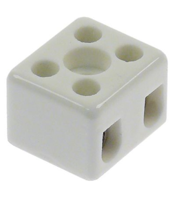 Regleta, conector, ceramica,  2contacte pentru cablu cu sectiunea de 2,5mm,fixare centrala cu surub