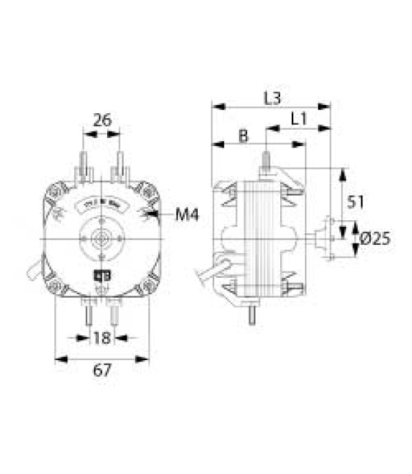 Motor ventilator tip M4Q045-CF01-75, producator EBM-PAPST, alimentare 220-230V/50/60Hz, putere 16W, 5 posibilitati de montare