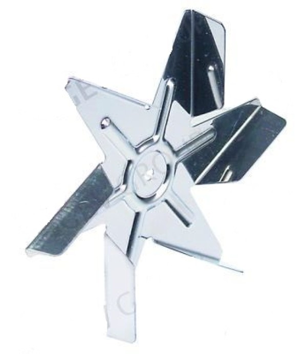 Turbina ventilator cuptor, diametrul de 152mm, fixare pe ax de 6x5mm, 6 palete, confectionata din otel inox. Pentru motor ventilator HANNING tip EMB-30-027