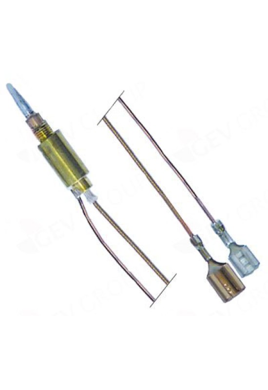 Termocupla aragaz BERTOS  pentru robinet SABAF lungime 750mm, conectare cu cablu si papuci (conectori)