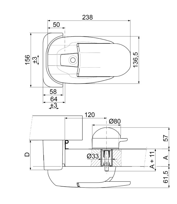 Set de prindere pentru maner fara incuietoare usa camera frigorifica Fermod 430