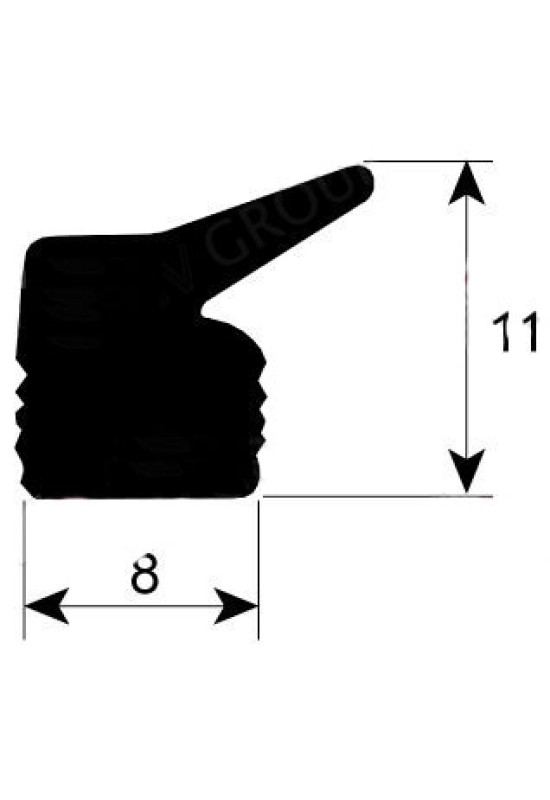 Garnitura silicon capac masina vidat Cookmax, Henkelman, latime 8mm, inaltime 11mm, material silicon, se vinde la metru