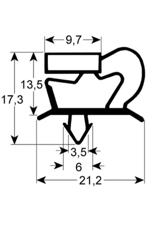 Garnitura, cheder usa dulap frigorific Tecnodom, dimensiuni 633x387mm