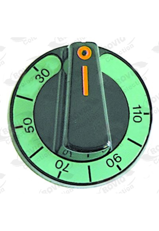 Buton comanda , cu indicator de temperatura de la 30 la 110 &mdash;&brvbar;C, diametru de 60mm, montare pe ax termostat de 6x4.6mm
