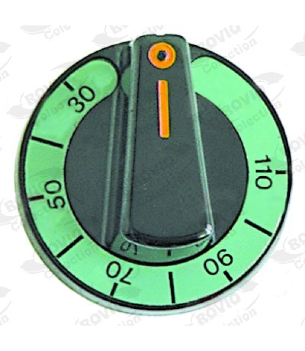 Buton comanda , cu indicator de temperatura de la 30 la 110 &mdash;&brvbar;C, diametru de 60mm, montare pe ax termostat de 6x4.6mm