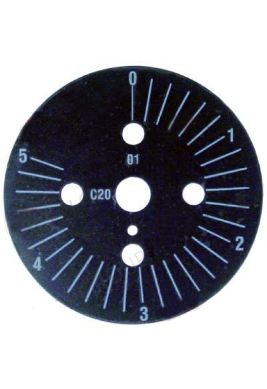Disc gradat timer C20, diametru-Ø60mm, gradat de la 0-5minute, rotatie 0-290°.