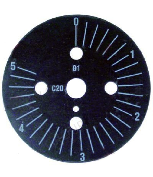 Disc gradat timer C20, diametru-Ø60mm, gradat de la 0-5minute, rotatie 0-290°.