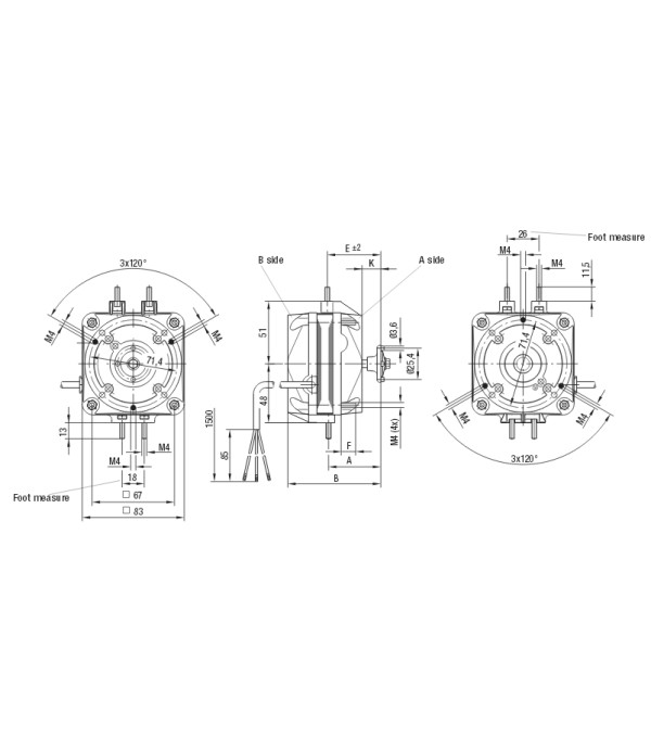 Motor ventilator tip M4Q045-CF01-75, producator EBM-PAPST, alimentare 220-230V/50/60Hz, putere 16W, 5 posibilitati de montare