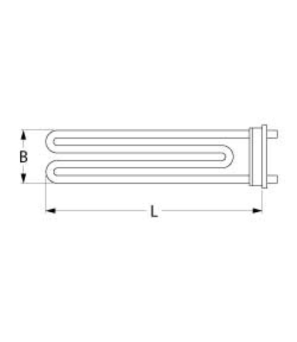 Rezistenta boiler masina de spalat vase, pahare , PALUX, putere 2000W, alimentare 230V, 1 circuit, lungime-395mm, dimensiuni flansa 70x18mm