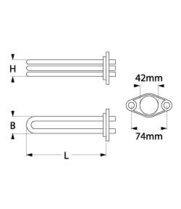 Rezistenta boiler expresor, putere 1450W, alimentare 230V, 1 circuit, lungime 132mm. Pentru expresoare ASTORIA, VFA-EXPRESS