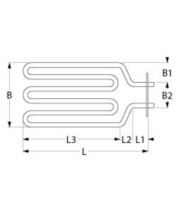 Rezistenta grill HAKA , putere 1260W, alimentare 400V, 1circuit, Lungime 460mm, latime 83mm, flansa rectangulara cu lungimea de 70mm si latime de 28mm 
