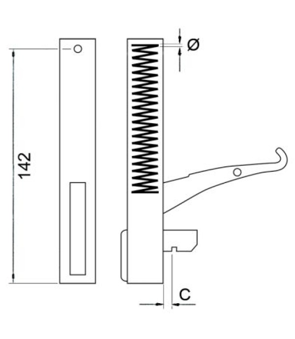 Balama usa cuptor Unox, Amatis, Bartscher, Tecnoeka, lungime 127mm, grosime 3,7mm, L 155m