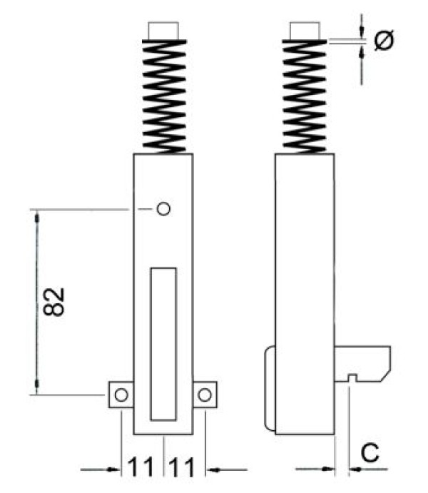 Balama usa cuptor Unox, distanta 82mm, grosime 3mm stanga/dreapta, L 155mm, 2 bucati
