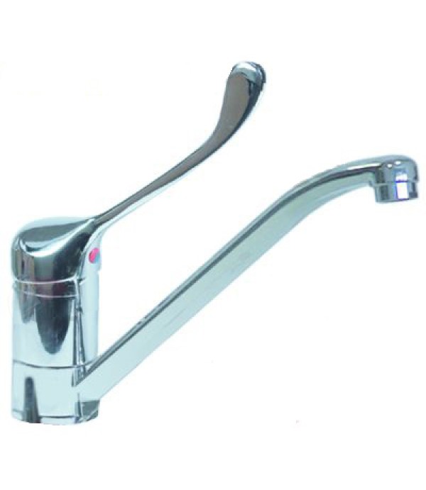 Baterie monobloc cu  levier de comanda lung, posibilitate de actionare la cot, cromata